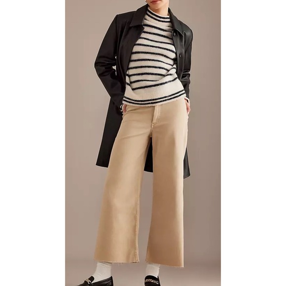 MAEVE COLETTA HIGH-RISE CROP WIDE-LEG JEANS Anthropologie Raw Hem Pants Tan - Picture 1 of 13